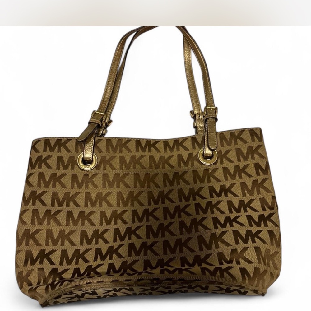 Michael Kors Gold and Brown Logo Tote